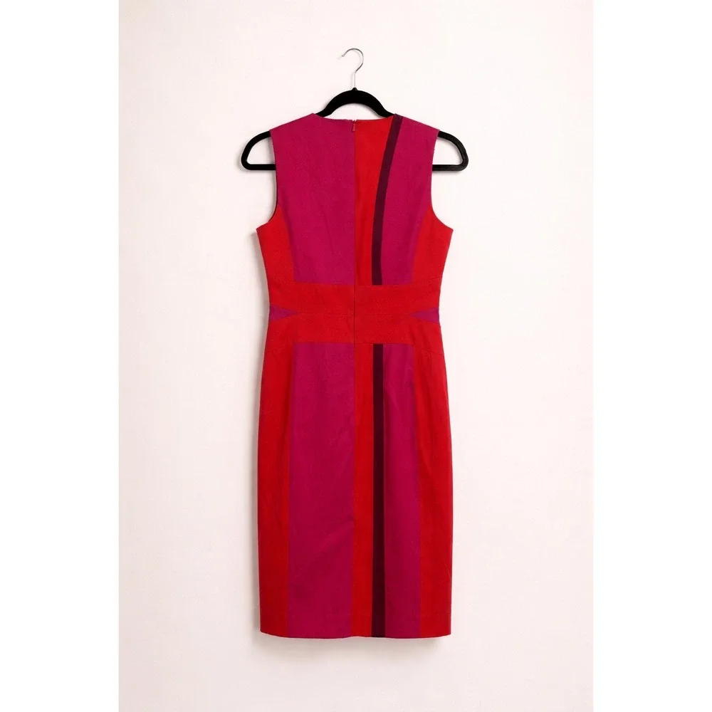Karen Millen Colorblock Sheath Dress Pink Red Office Siren Seen On TV US 8 - Picture 4 of 9